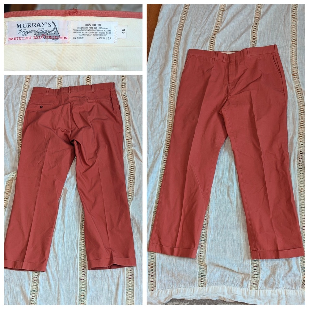 Y2K Coastal Grandpa Coral Chino Pants Preppy Nantucket Core USA Made